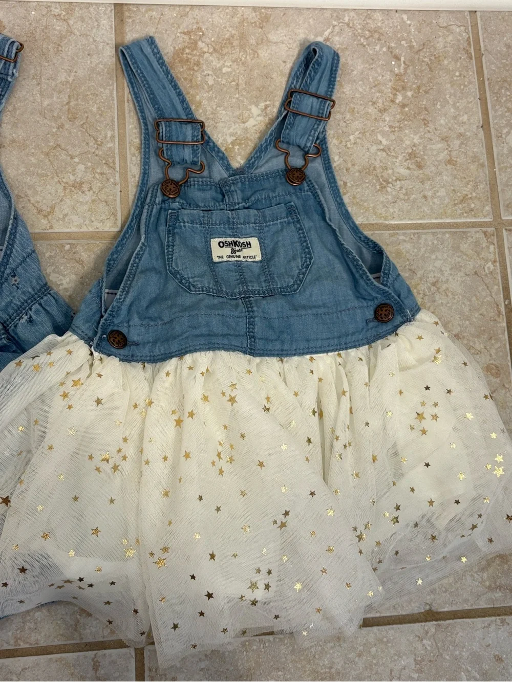 Bundle 2 OshKosh B'gosh Light Blue Denim Overall Dresses